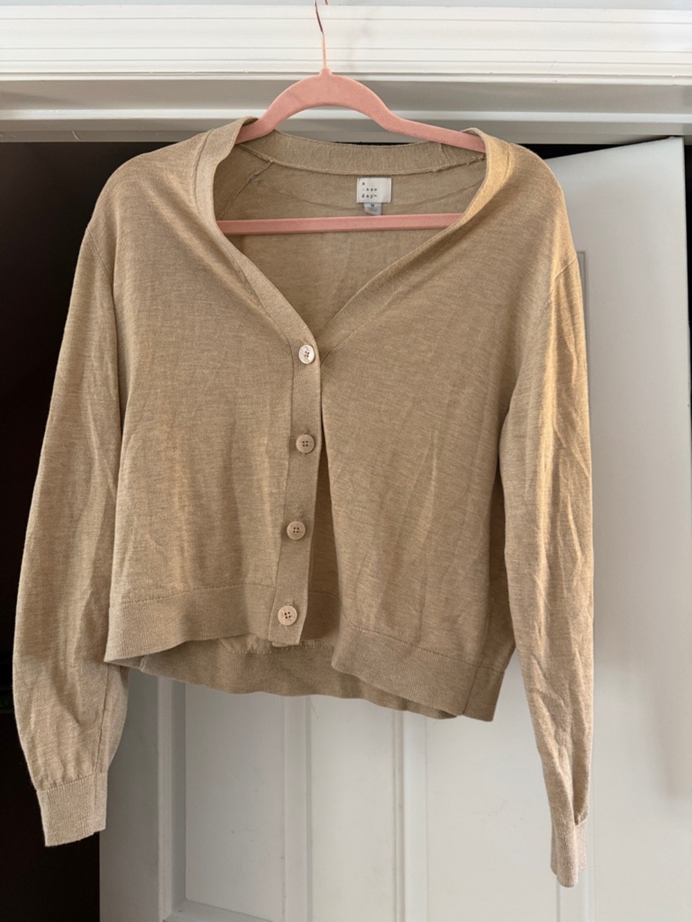 a new day Tan Button-Front Women's Cardigan